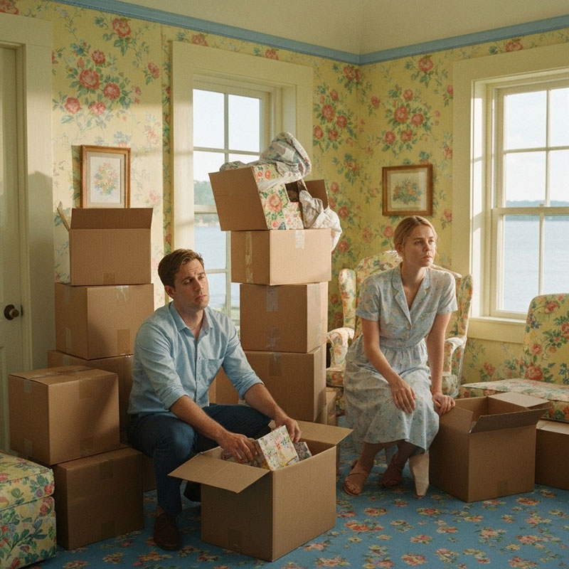 Man woman moving stress